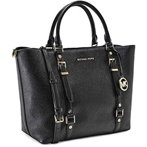 michael kors e1505 black leather hand bag bag womens|black leather handbags Michael Kors.